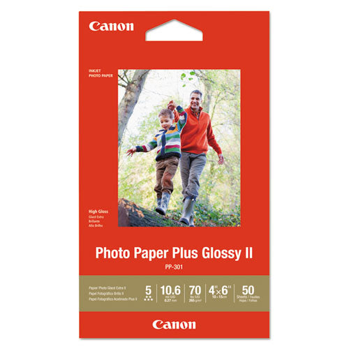 Photo Paper Plus Glossy Ii, 10.6 Mil, 4 X 6, Glossy White, 50/pack