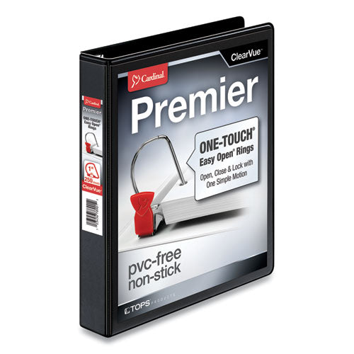 Premier Easy Open Clearvue Locking Slant-d Ring Binder, 3 Rings, 1" Capacity, 11 X 8.5, Black