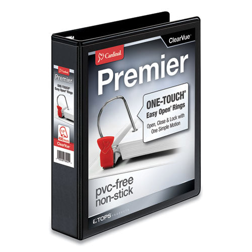 Premier Easy Open Clearvue Locking Slant-d Ring Binder, 3 Rings, 1.5" Capacity, 11 X 8.5, Black