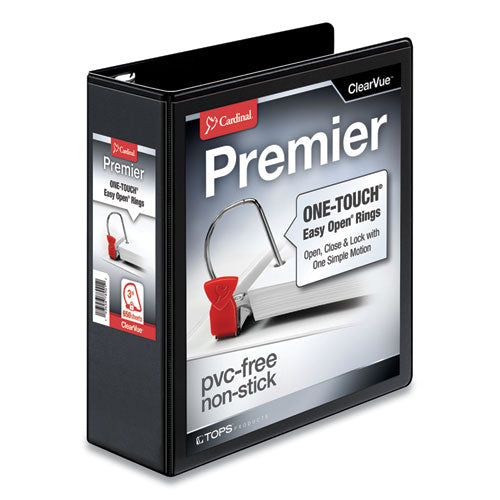 Premier Easy Open Clearvue Locking Slant-d Ring Binder, 3 Rings, 3" Capacity, 11 X 8.5, Black