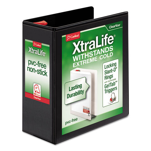 Xtralife Clearvue Non-stick Locking Slant-d Ring Binder, 3 Rings, 4" Capacity, 11 X 8.5, Black