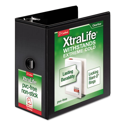 Xtralife Clearvue Non-stick Locking Slant-d Ring Binder, 3 Rings, 6" Capacity, 11 X 8.5, Black