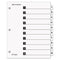 Quickstep Onestep Printable Table Of Contents And Dividers, 10-tab, 1 To 10, 11 X 8.5, White, White Tabs,  24 Sets