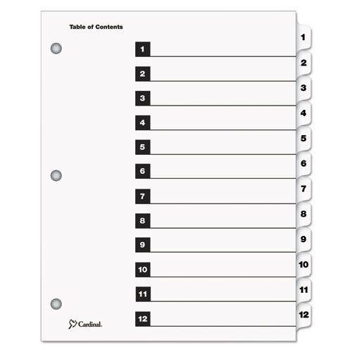 Onestep Printable Table Of Contents And Dividers, 12-tab, 1 To 12, 11 X 8.5, White, White Tabs, 1 Set