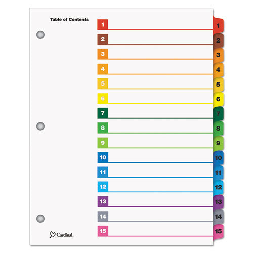 Onestep Printable Table Of Contents And Dividers, 15-tab, 1 To 15, 11 X 8.5, White, Assorted Tabs, 1 Set