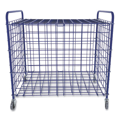 Lockable Ball Storage Cart, Fits Approximately 24 Balls, Metal, 37" X 22" X 20", Blue