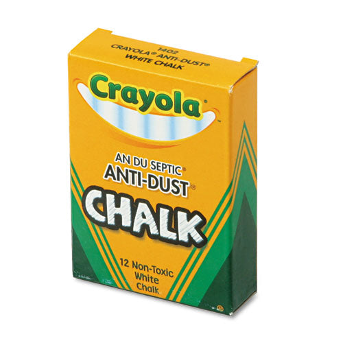 Nontoxic Anti-dust Chalk, 3" X 0.31" Diameter, White, 12 Sticks/box