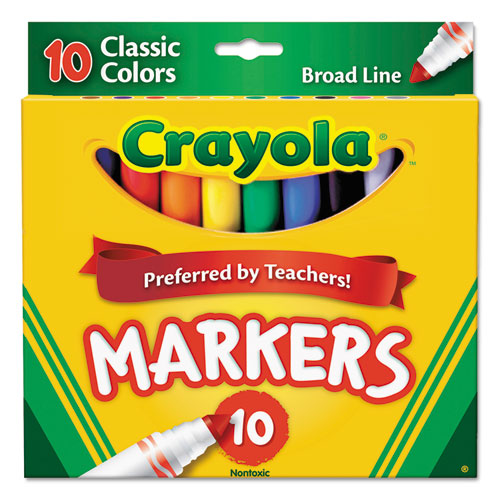 Non-washable Marker, Broad Bullet Tip, Assorted Classic Colors, 10/pack