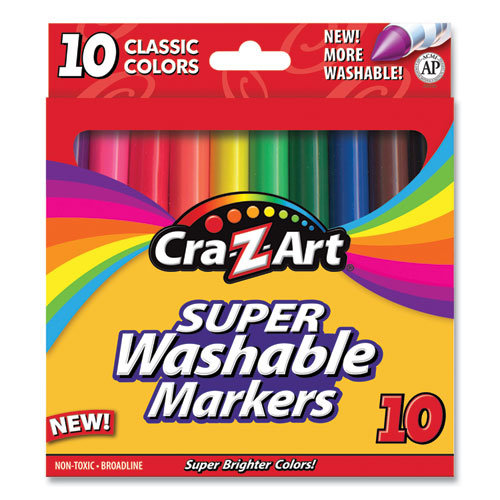 Super Washable Markers, Broad Bullet Tip, Assorted Colors, 10/set