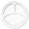 Famous Service Plastic Dinnerware, Plate, 3-compartment, 10.25" Dia, White, 125/pack, 4 Packs/carton