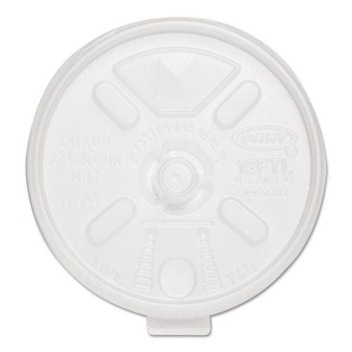 Lift N' Lock Plastic Hot Cup Lids, With Straw Slot, Fits 10 Oz To 14 Oz Cups, Translucent, 100/sleeve, 10 Sleeves/carton