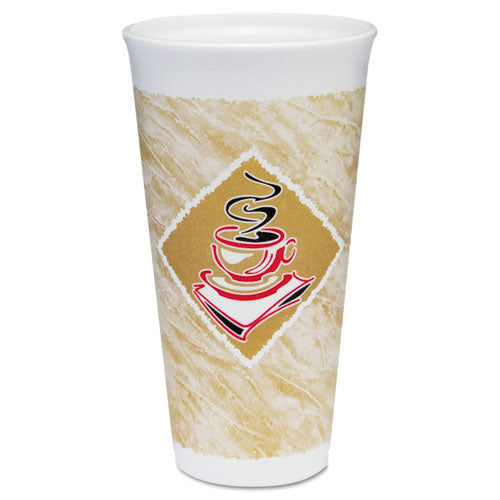 Cafe G Foam Hot/cold Cups, 20 Oz, Brown/red/white, 500/carton