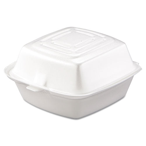 Foam Hinged Lid Containers, 5.38 X 5.5 X 2.88, White, 500/carton