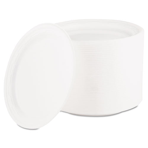 Famous Service Plastic Dinnerware, Plate, 6" Dia, White, 125/pack