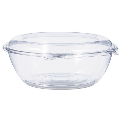 Tamper-resistant, Tamper-evident Bowls With Dome Lid, 48 Oz, 8.9" Diameter X 3.4"h, Clear, Plastic, 100/carton