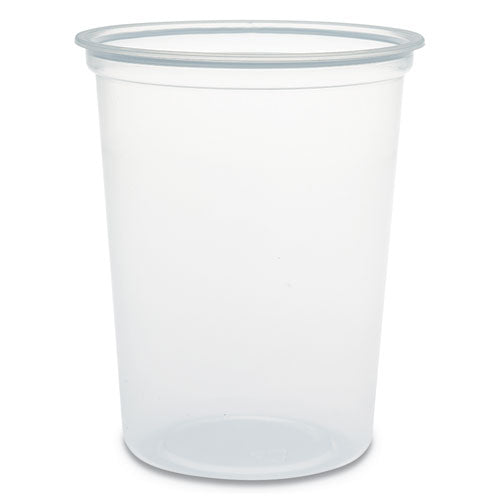 Microgourmet Plastic Deli Container, 32 Oz, 4.7" Diameter X 5.7"h, Clear, 500/carton