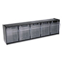 Tilt Bin Interlocking Multi-bin Storage Organizer, 5 Sections, 23.63" X 5.25" X 6.5", Black/clear