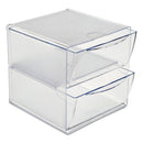 Stackable Cube Organizer, 2 Compartments, 2 Drawers, Plastic, 6 X 7.2 X 6, Clear