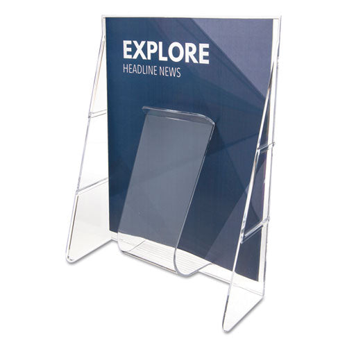 Stand-tall Wall-mount Literature Rack, Magazine, 9.13w X 3.25d X 11.88h, Clear