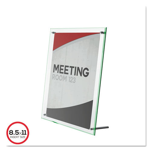 Superior Image Beveled Edge Sign Holder, Letter Insert, Clear/green-tinted Edges