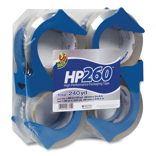 Hp260 Packaging Tape With Dispenser, 3" Core, 1.88" X 60 Yds, Clear, 4/pack