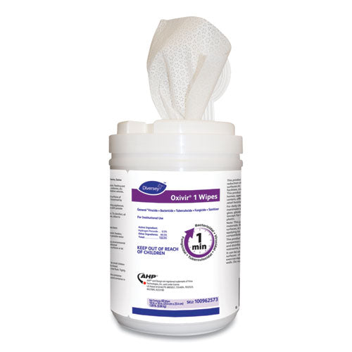 Oxivir 1 Wipes, 1-ply, 10 X 10, Characteristic Scent, White, 60 Canister, 12 Canisters/carton