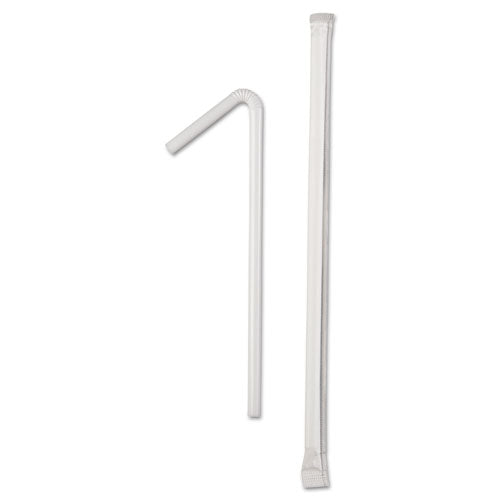 Wrapped Flex Straws, 7.75", Polypropylene, White, 10,000/carton