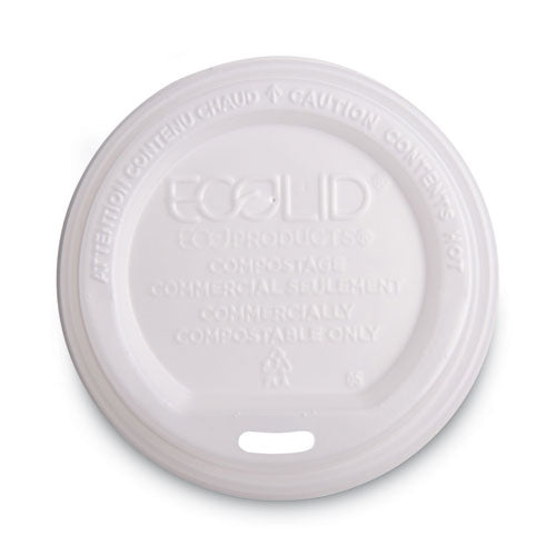 Ecolid Renewable/compostable Hot Cup Lid, Pla, Fits 10 Oz To 20 Oz Hot Cups, 50/pack, 16 Packs/carton