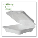 Vanguard Renewable And Compostable Sugarcane Clamshells, 1-compartment, 9 X 9 X 3, White, 200/carton