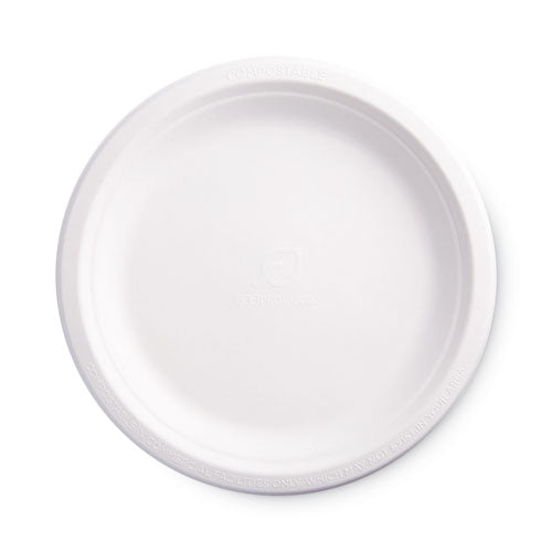 Renewable Sugarcane Plates, 9" Dia, Natural White, 50/packs