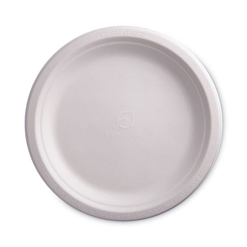 Renewable Sugarcane Plates, 9" Dia, Natural White, 500/carton