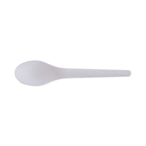 Plantware Compostable Cutlery, Spoon, 6", Pearl White, 50/pack, 20 Pack/carton