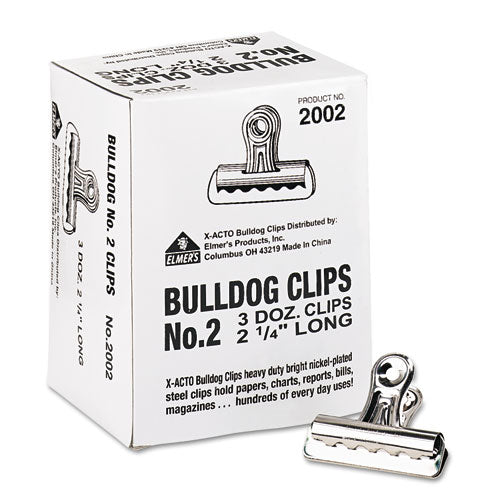 Bulldog Clips, Medium, Nickel, 36/box