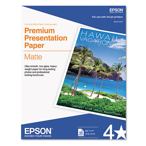 Premium Matte Presentation Paper, 9 Mil, 8.5 X 11, Matte Bright White, 50/pack