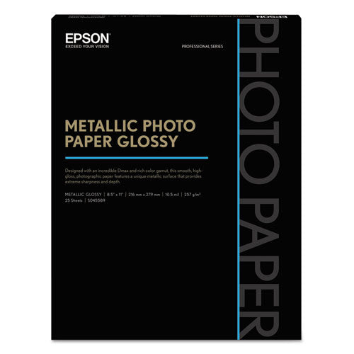 Professional Media Metallic Gloss Photo Paper, 10.5 Mil, 8.5 X 11, White, 25/pack