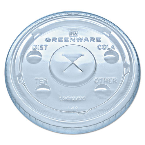 Greenware Cold Drink Lids, Fits 9 Oz Old Fashioned Cups, 12 Oz Squat Cups, 20 Oz Cups Clear, 1,000/carton