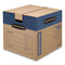 Smoothmove Prime Moving/storage Boxes, Hinged Lid, Regular Slotted Container, Medium, 18" X 18" X 16", Brown/blue, 8/carton