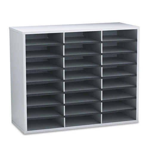 Literature Organizer, 24 Letter Compartments, 29 X 11.88 X 23.44, Dove Gray