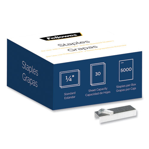 Standard 0.25" Full Strip Staples, 0.25" Leg, 0.5" Crown, Steel, 5,000/pack