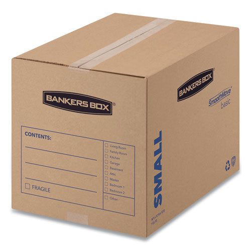 Smoothmove Basic Moving Boxes, Regular Slotted Container (rsc), Small, 12" X 16" X 12", Brown/blue, 25/bundle