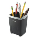 Office Suites Divided Pencil Cup, Plastic, 3.13 X 3.13 X 4.25, Black/silver