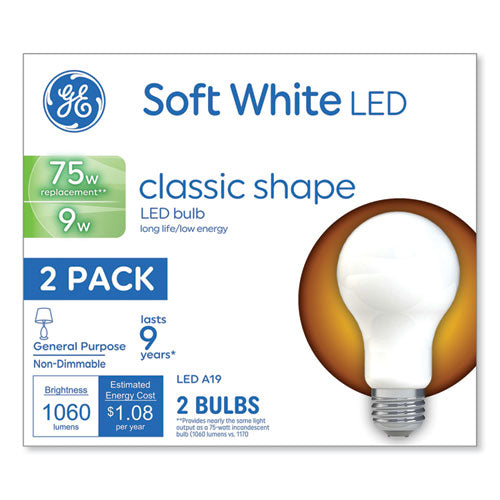 Classic Led Soft White Non-dim A19 Light Bulb, 9 W, 2/pack