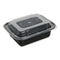 Food Container With Lid, 12 Oz, 5.78 X 4.52 X 2.24, Black/clear, Plastic, 150/carton
