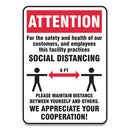 Social Distance Signs, Wall, 7 X 10, Customers And Employees Distancing, Humans/arrows, Red/white, 10/pack