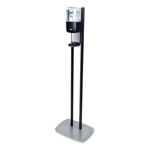 Es6 Hand Sanitizer Floor Stand With Dispenser, 1,200 Ml, 13.5 X 5 X 28.5, Graphite/silver