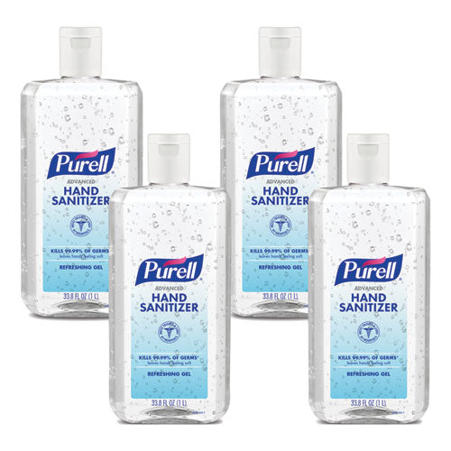 Advanced Refreshing Gel Hand Sanitizer, 1 L Flip Cap Bottle, Clean Scent, 4/carton
