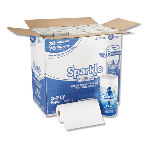 Sparkle Ps Premium Perforated Paper Kitchen Towel Roll, 2-ply, 11 X 8.8, White, 70 Sheets, 30 Rolls/carton