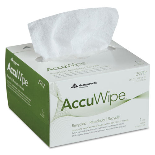Accuwipe Recycled One-ply Delicate Task Wipers, 1-ply, 4.5 X 8.25, Unscented, White, 280/box