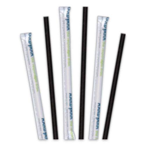 Aardvark Paper Straws, 5.75", Black, 3,200/carton