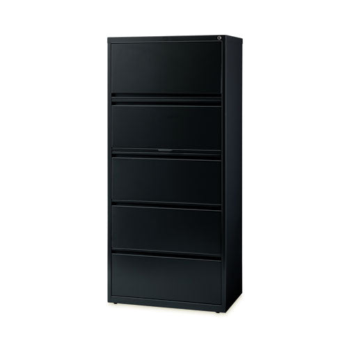 Lateral File Cabinet, 5 Letter/legal/a4-size File Drawers, Black, 30 X 18.62 X 67.62